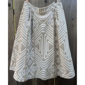 BITTE KAI RAND Skirt Women Sz 10 EU 40 Ivory Geometric Zip Pockets Knee Length